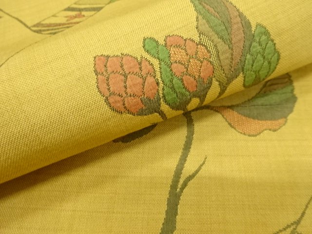  アンティーク　切りばめ風　草花に古典柄織り出し袋帯（材料）